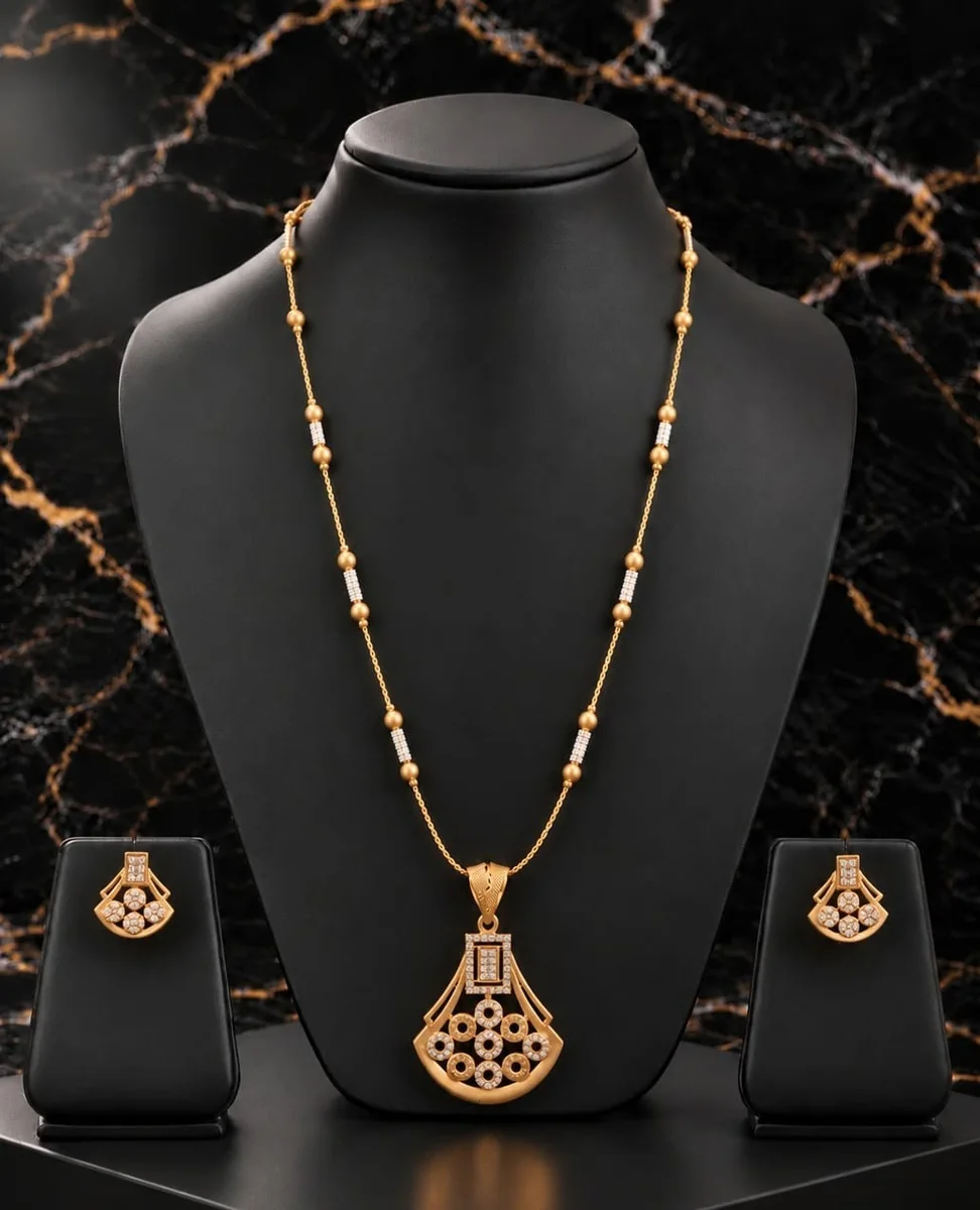Handcrafted brass Golden Floral Fan Cluster Necklace Set with antique finish
