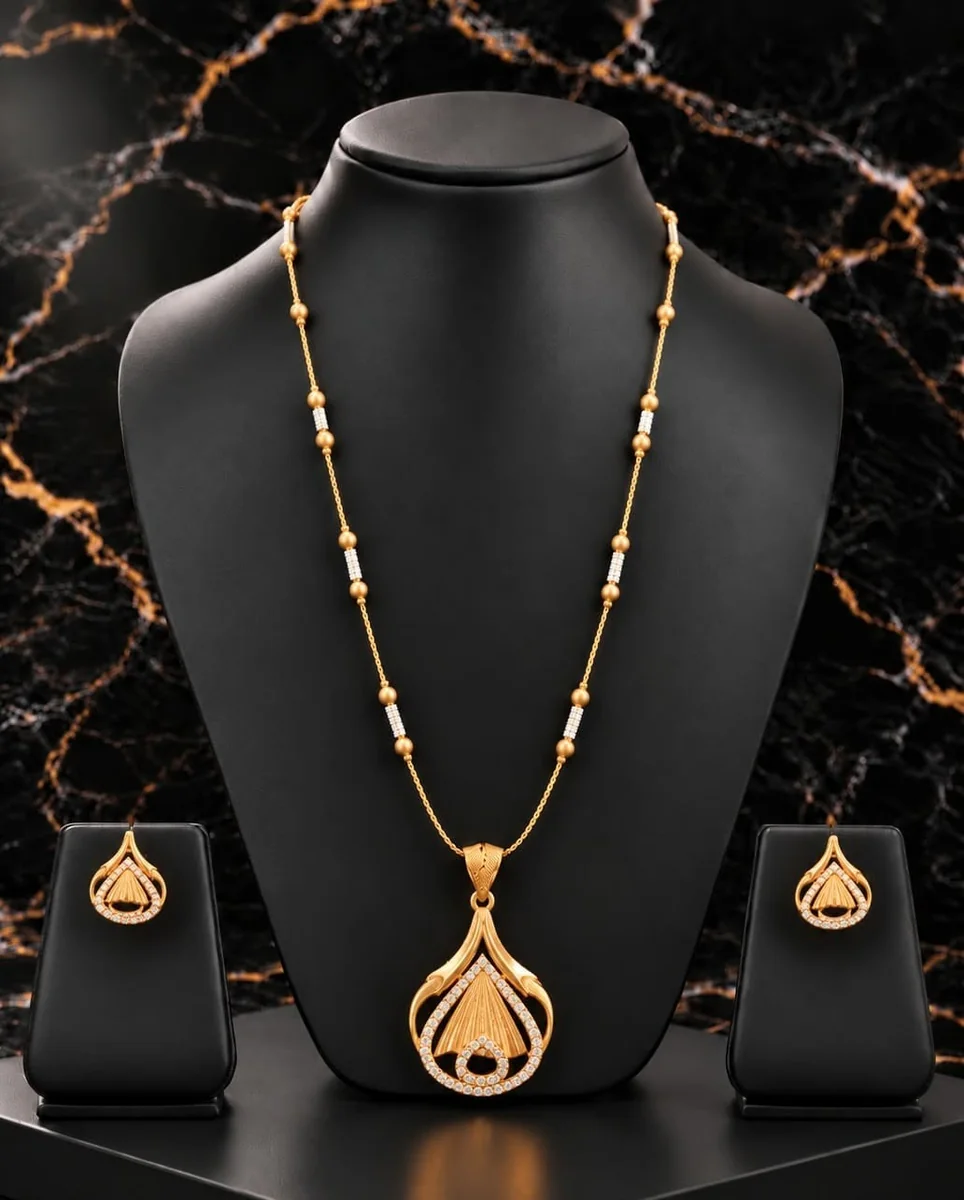 Handcrafted brass Golden Layered Leaf Drop Necklace Set with antique finish