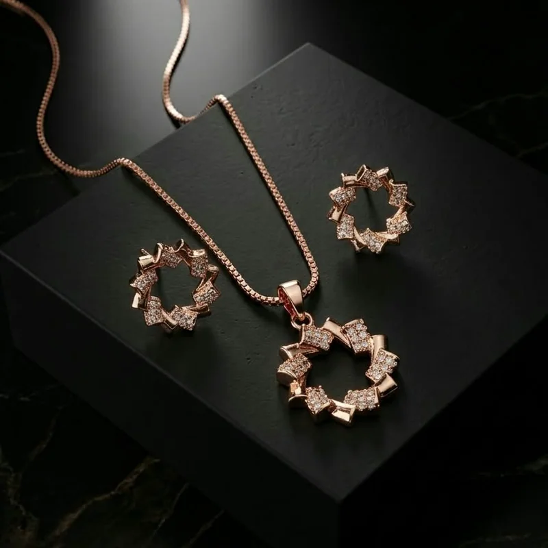 Petal Ring Rose Gold Chain Set