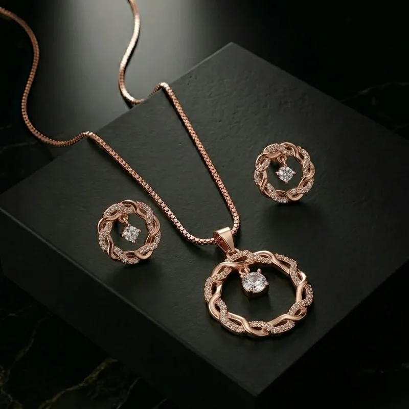 Interlace Bloom Rose Gold Chain Set