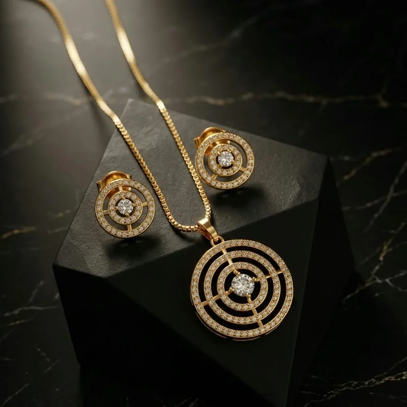 Concentric Radiance Gold Chain Set