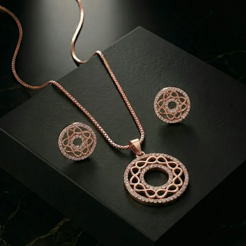 Infinity Loop Rose Gold Chain Set