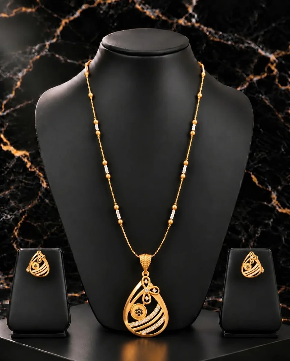 Handcrafted brass Botanical Leaf Crystal Necklace Set with antique finish