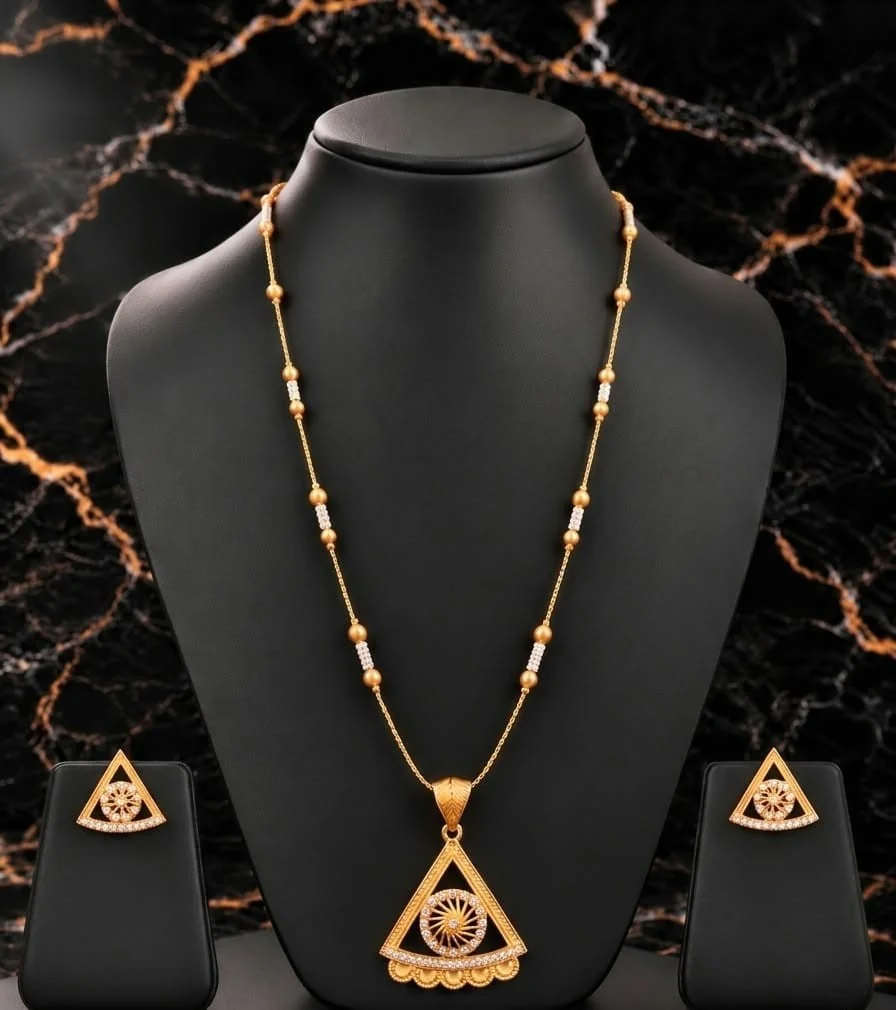 Handcrafted brass Golden Swirl Charm Pendant Set with antique finish