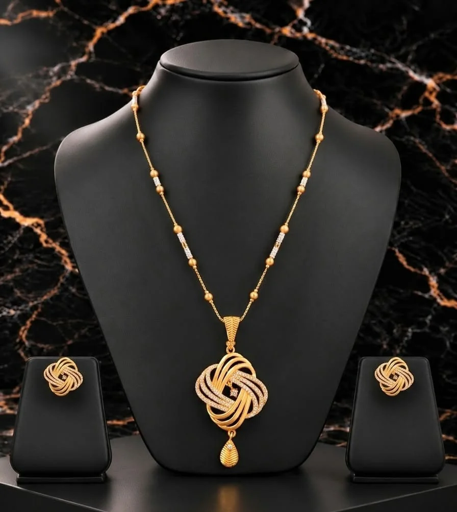Handcrafted brass Triangle Sunburst Crystal Necklace Set with antique finish