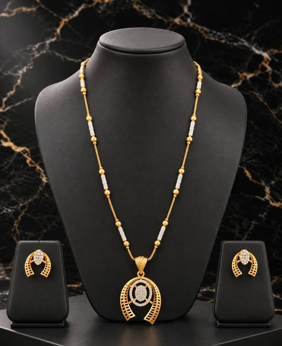 Handcrafted brass Interwoven Golden Knot Necklace Set with antique finish