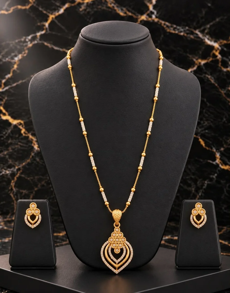 Handcrafted brass Golden Heart-Layered Floral Necklace Set with antique finish