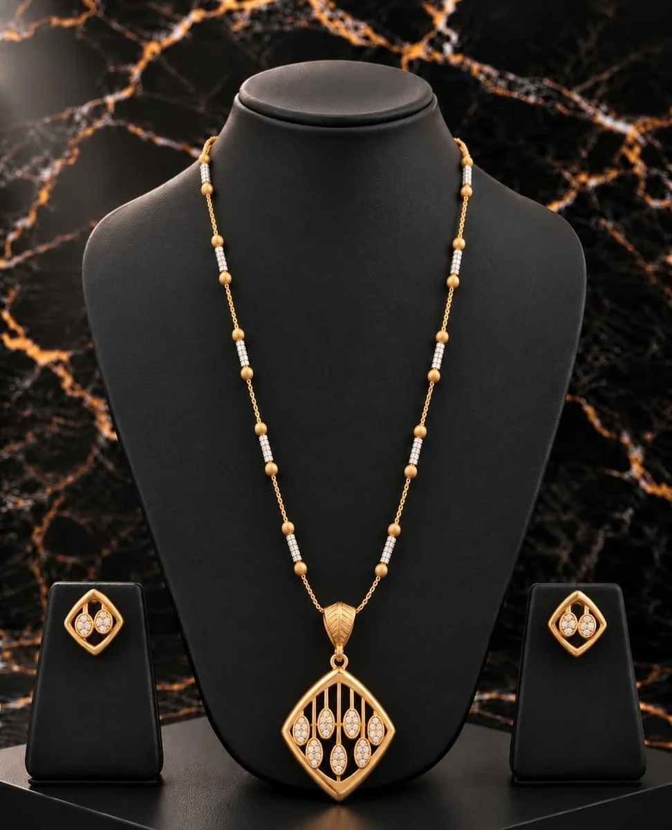 Handcrafted brass Golden Drop Cluster Crystal Necklace Set with antique finish