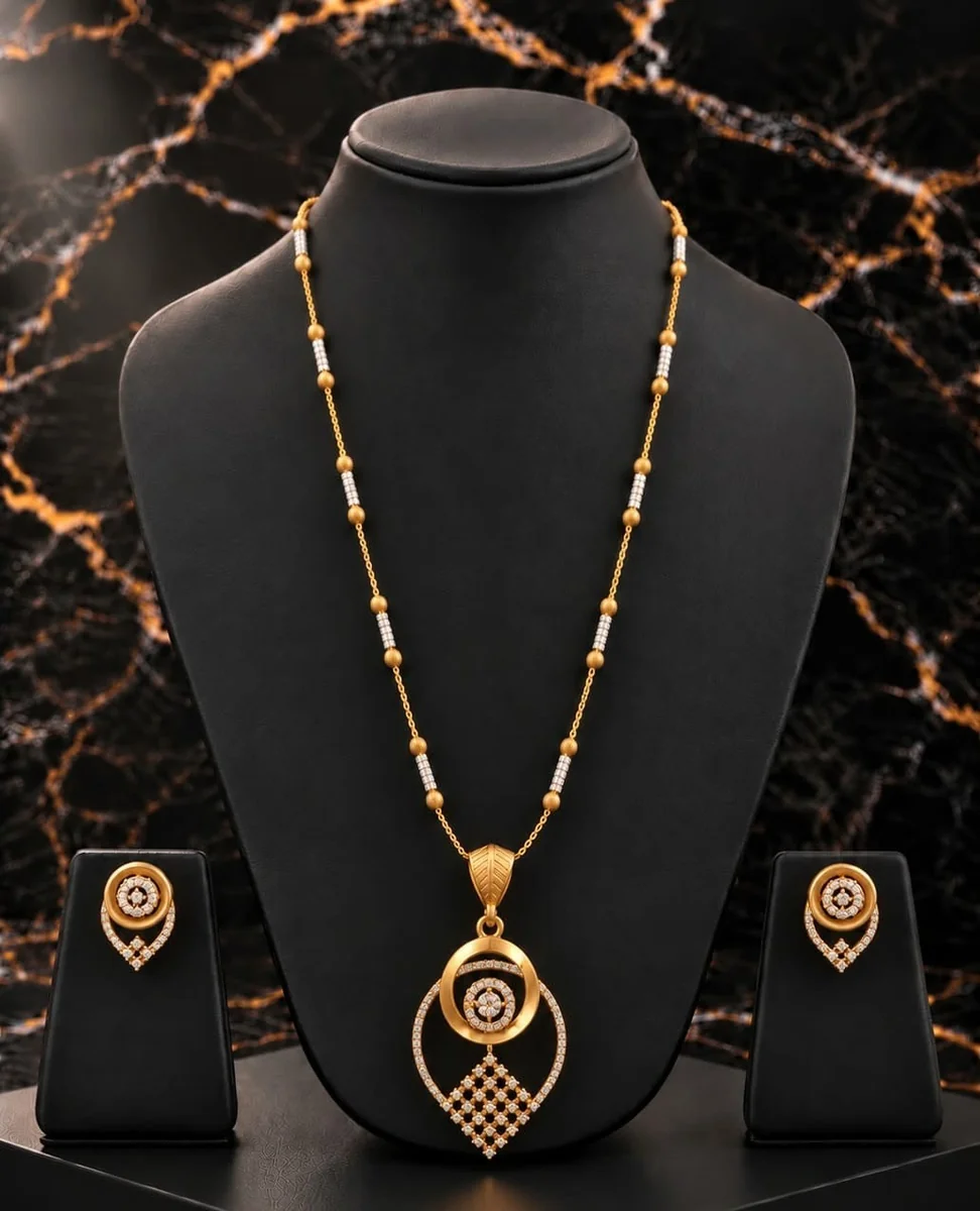 Handcrafted brass Golden Halo Floral Crystal Necklace Set with antique finish