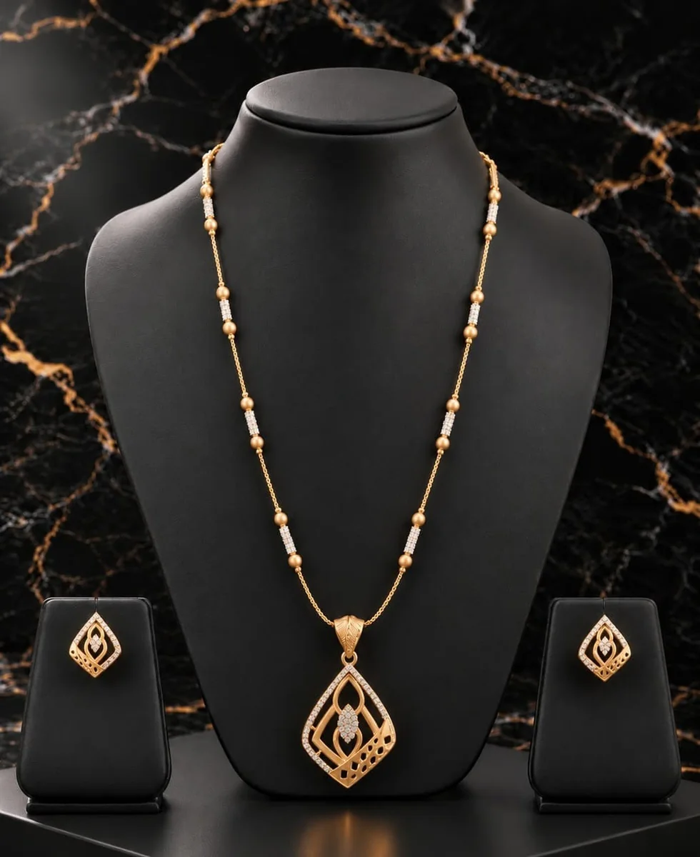 Handcrafted brass Golden Openwork Teardrop Leaf Necklace Set with antique finish