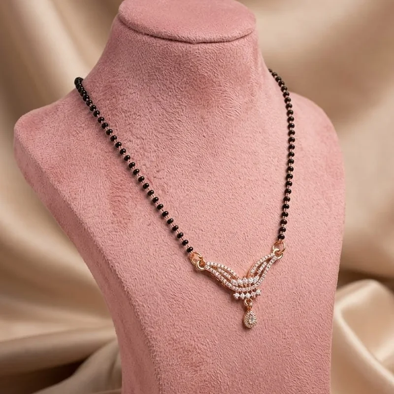 Rose Gold Curved Drop Mangalsutra