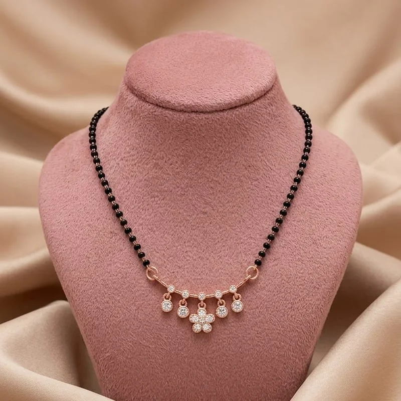 Rose Gold Floral Mangalsutra Necklace