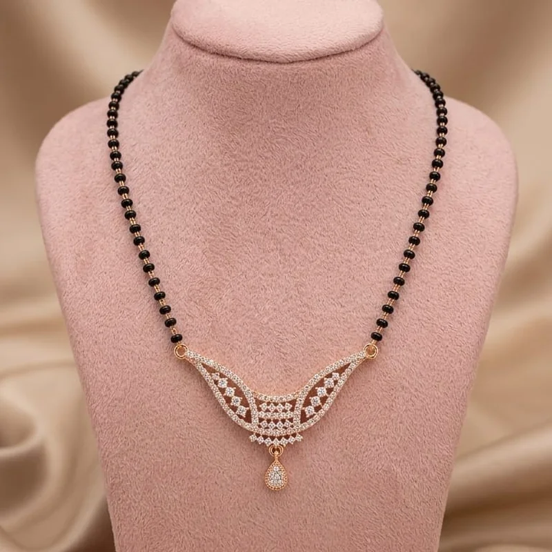 Rose Gold Leaf Curve Mangalsutra