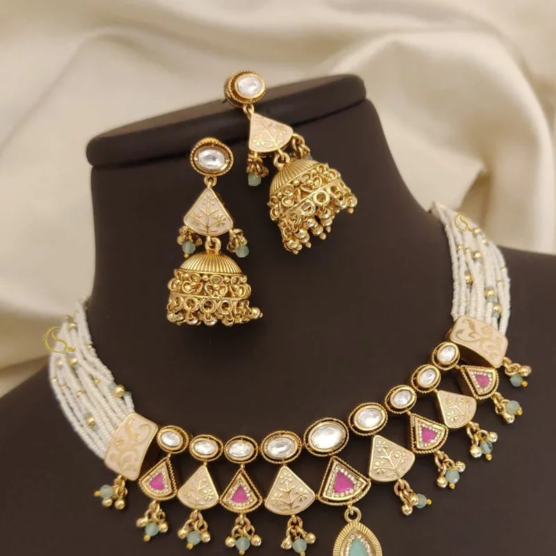 Royal Kundan Pearl & Pink Stone Necklace
