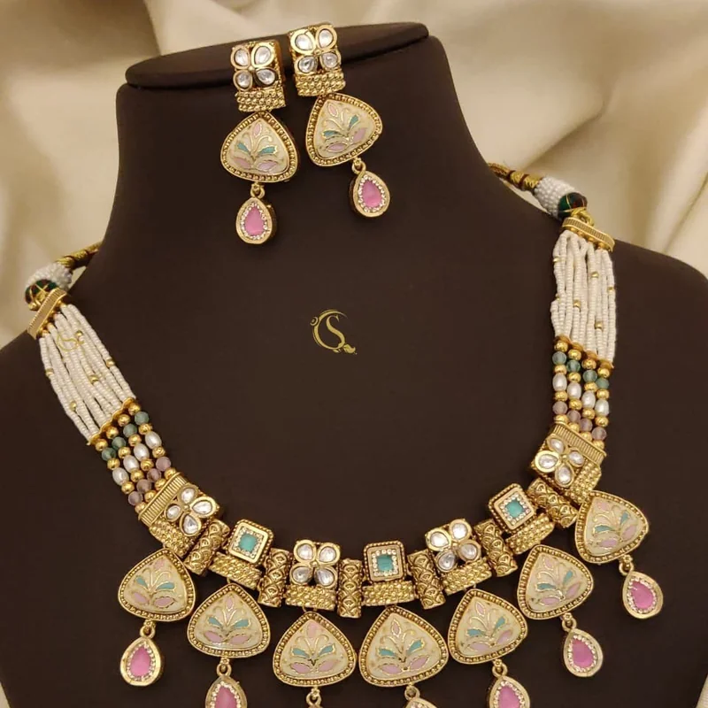 Pastel Kundan Floral Necklace Set