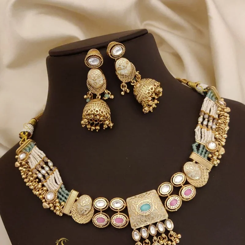 Traditional Gold Pearl & Kundan Necklace
