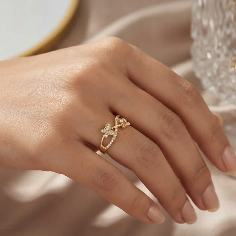 Front view of handcrafted brass Multicolour Gemstone Slim Band with antique gold polish