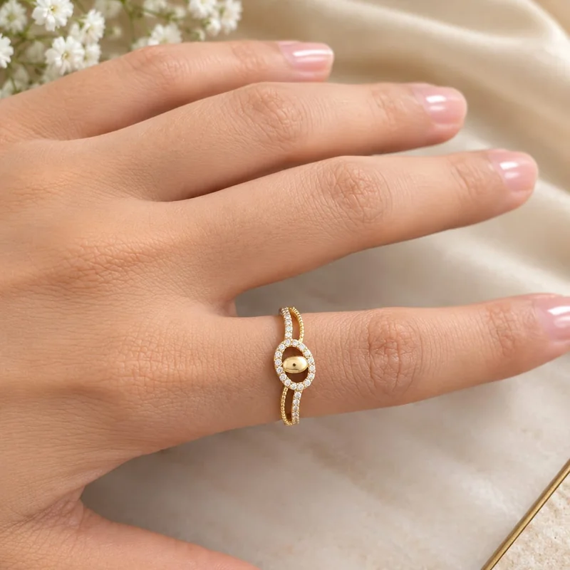 Handcrafted brass Ruby Emerald Floral Infinity Ring with antique finish