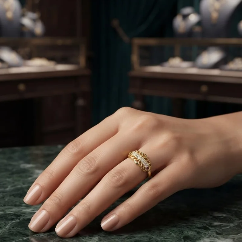 Braided Pave Gold Band Ring